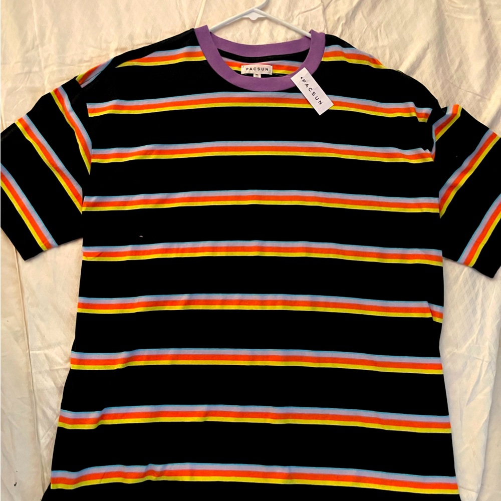 PAC-SUN brand new w/tags Black striped shirt